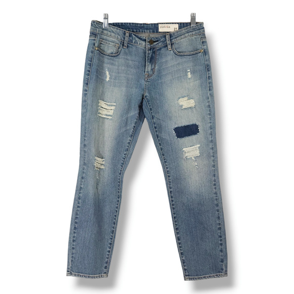 NWOT Pistola Distressed Patch Mid-Rise Slim Ankle Denim Jeans Sz 27x27.50 Blue - Picture 1 of 10